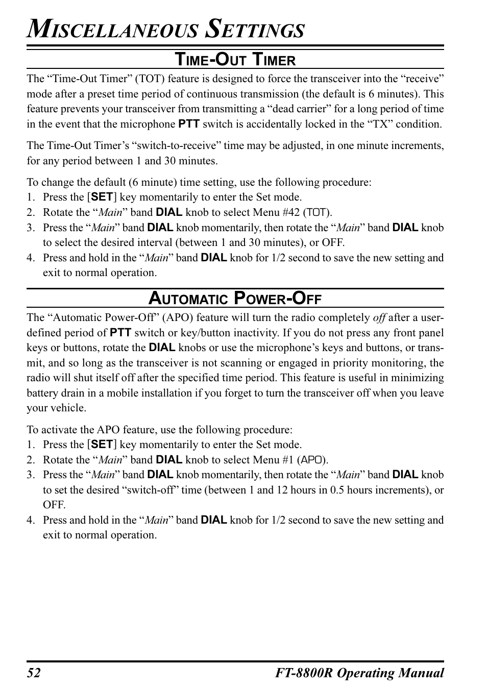 Iscellaneous, Ettings | Motorola CT-39A User Manual | Page 54 / 72