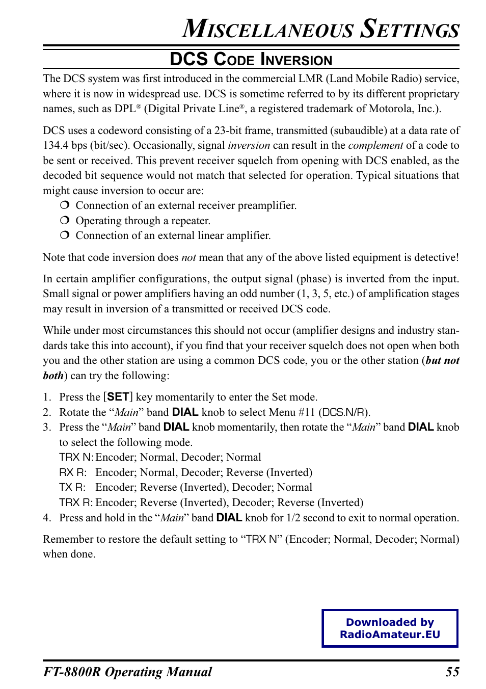 Iscellaneous, Ettings, Dcs c | Motorola CT-39A User Manual | Page 57 / 72