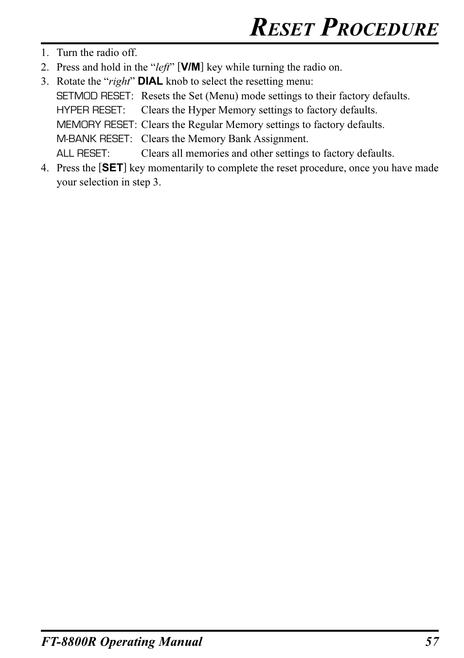 Eset, Rocedure | Motorola CT-39A User Manual | Page 59 / 72