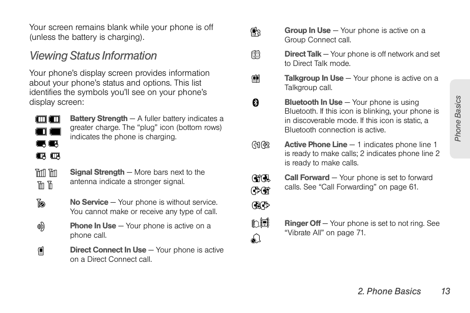 Viewing status information | Motorola BRUTE NNTN7794B User Manual | Page 23 / 193