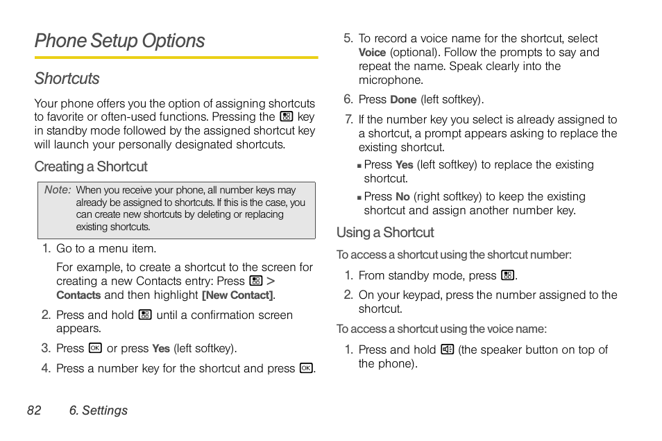 Phone setup options, Shortcuts | Motorola BRUTE NNTN7794B User Manual | Page 92 / 193