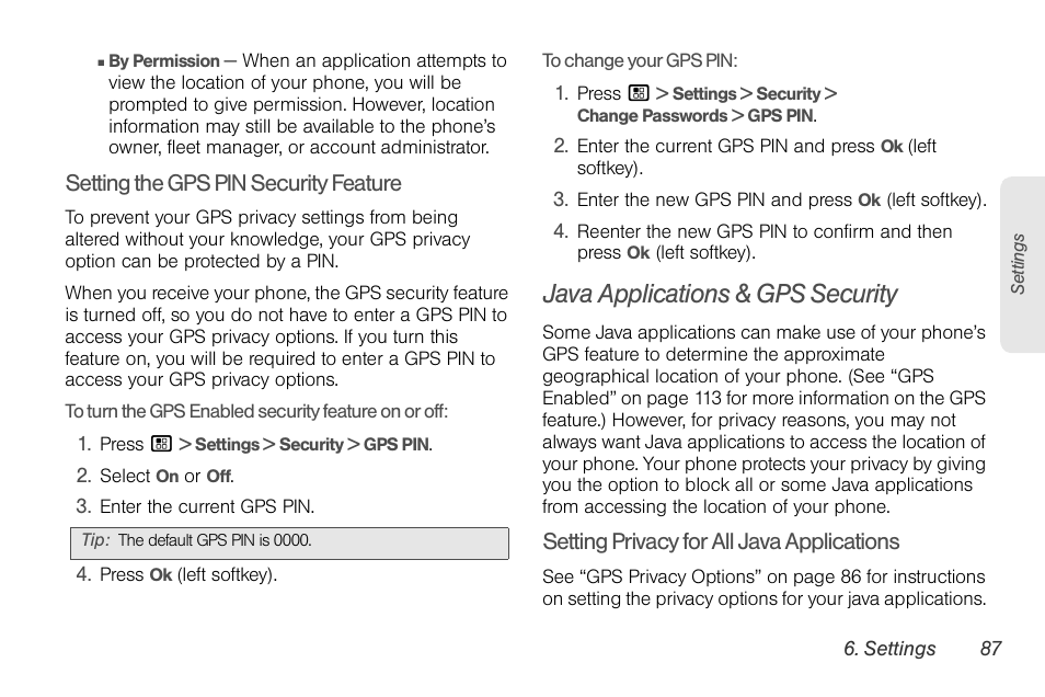 Java applications & gps security | Motorola BRUTE NNTN7794B User Manual | Page 97 / 193