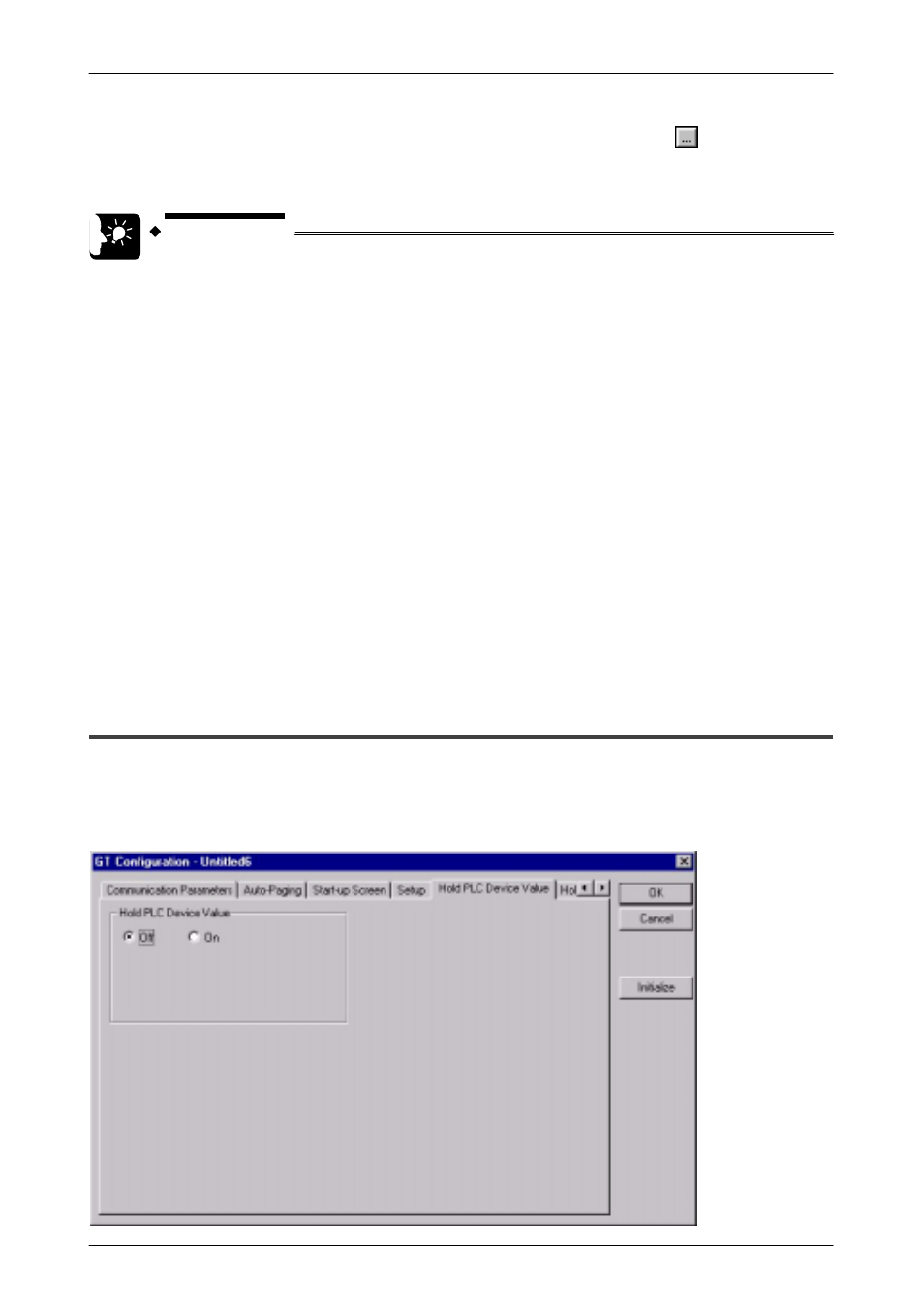 7 gt configuration settings:ﬁhold plc deviceﬂ, Gt configuration settings: “hold plc device | Motorola GT10 User Manual | Page 127 / 195