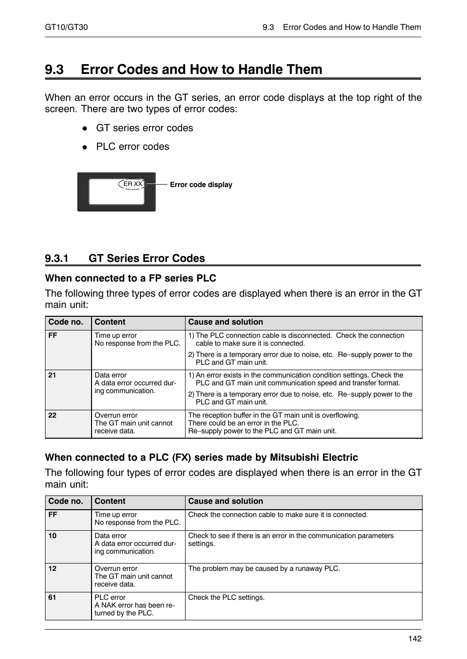 3 error codes and how to handle them, 1 gt series error codes, Gt series error codes | Motorola GT10 User Manual | Page 165 / 195