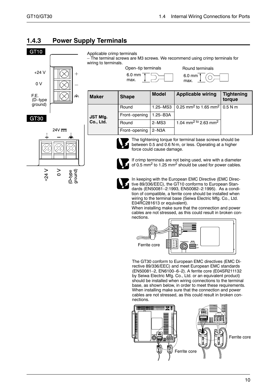 3 power supply terminals, Power supply terminals | Motorola GT10 User Manual | Page 33 / 195