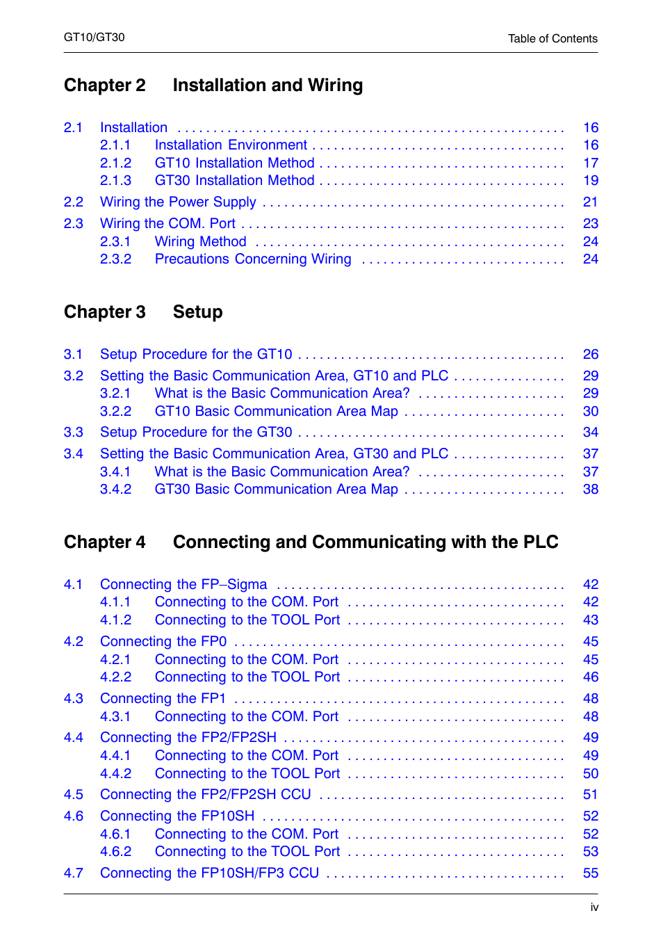 Chapter 2 installation and wiring, Chapter 3 setup, Chapter 4 connecting and communicating with | Motorola GT10 User Manual | Page 5 / 195