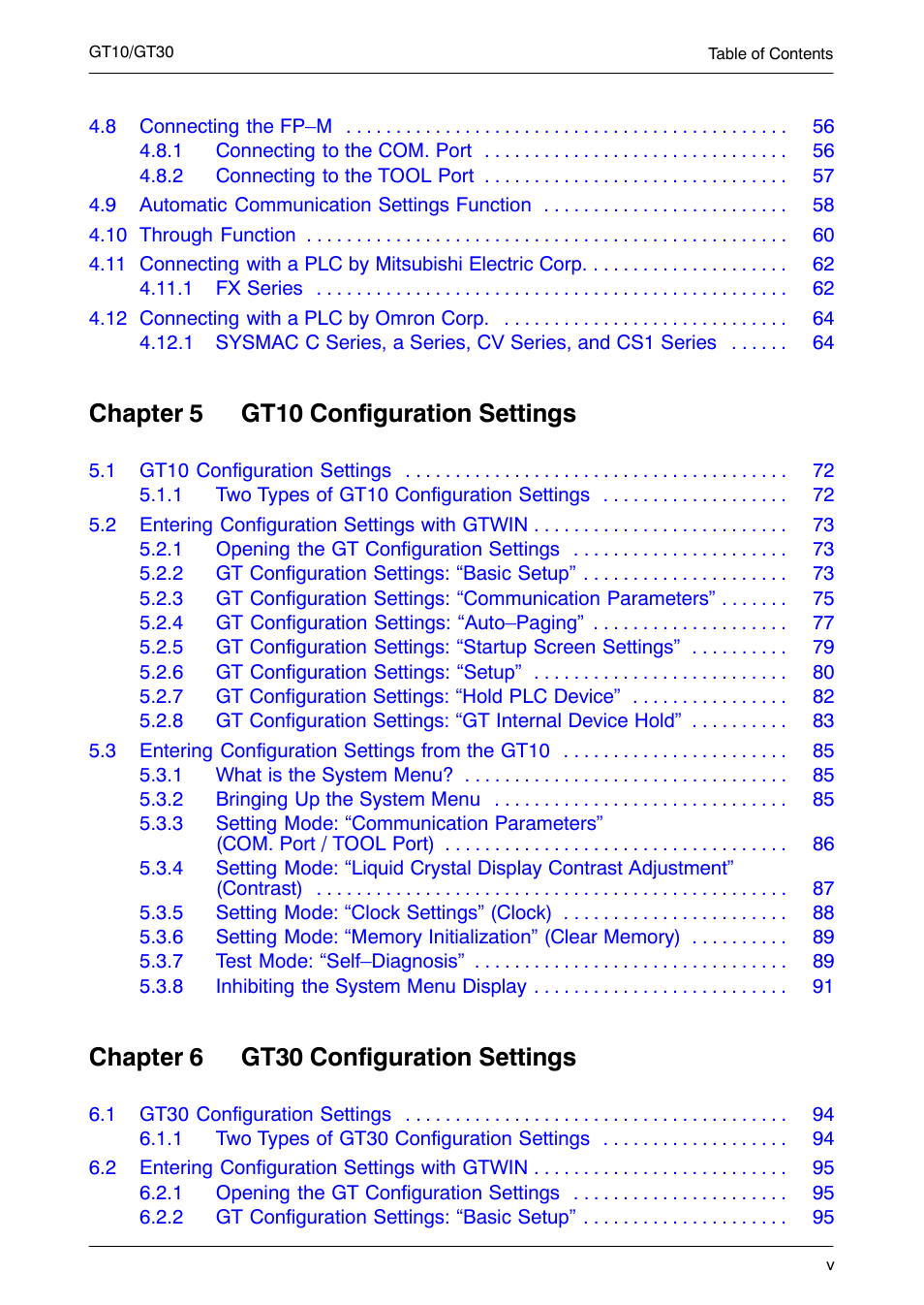 Chapter 5 gt10 configuration settings, Chapter 6 gt30 configuration settings | Motorola GT10 User Manual | Page 6 / 195