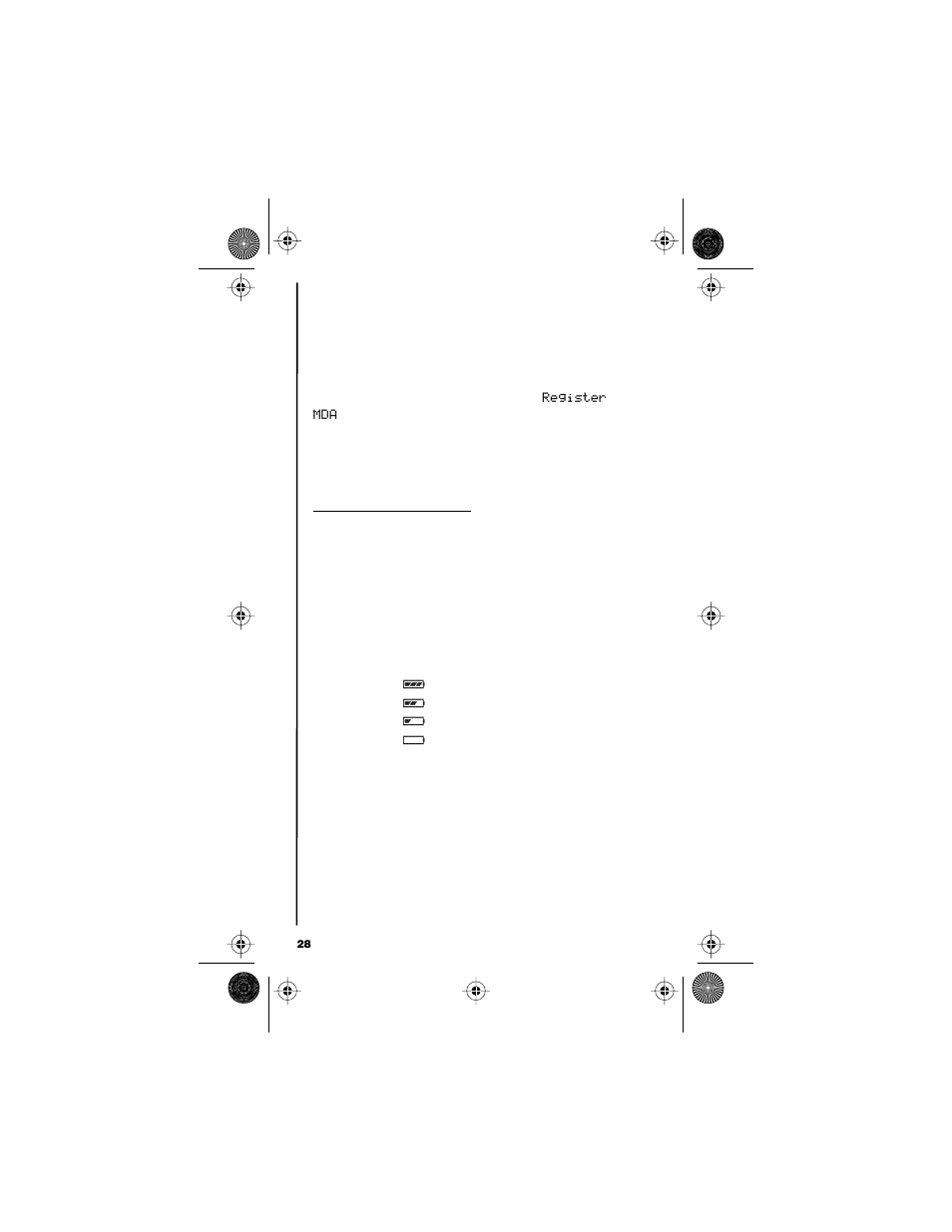 Registration reminder, Battery information, Battery gauge | Motorola 9501 User Manual | Page 32 / 42
