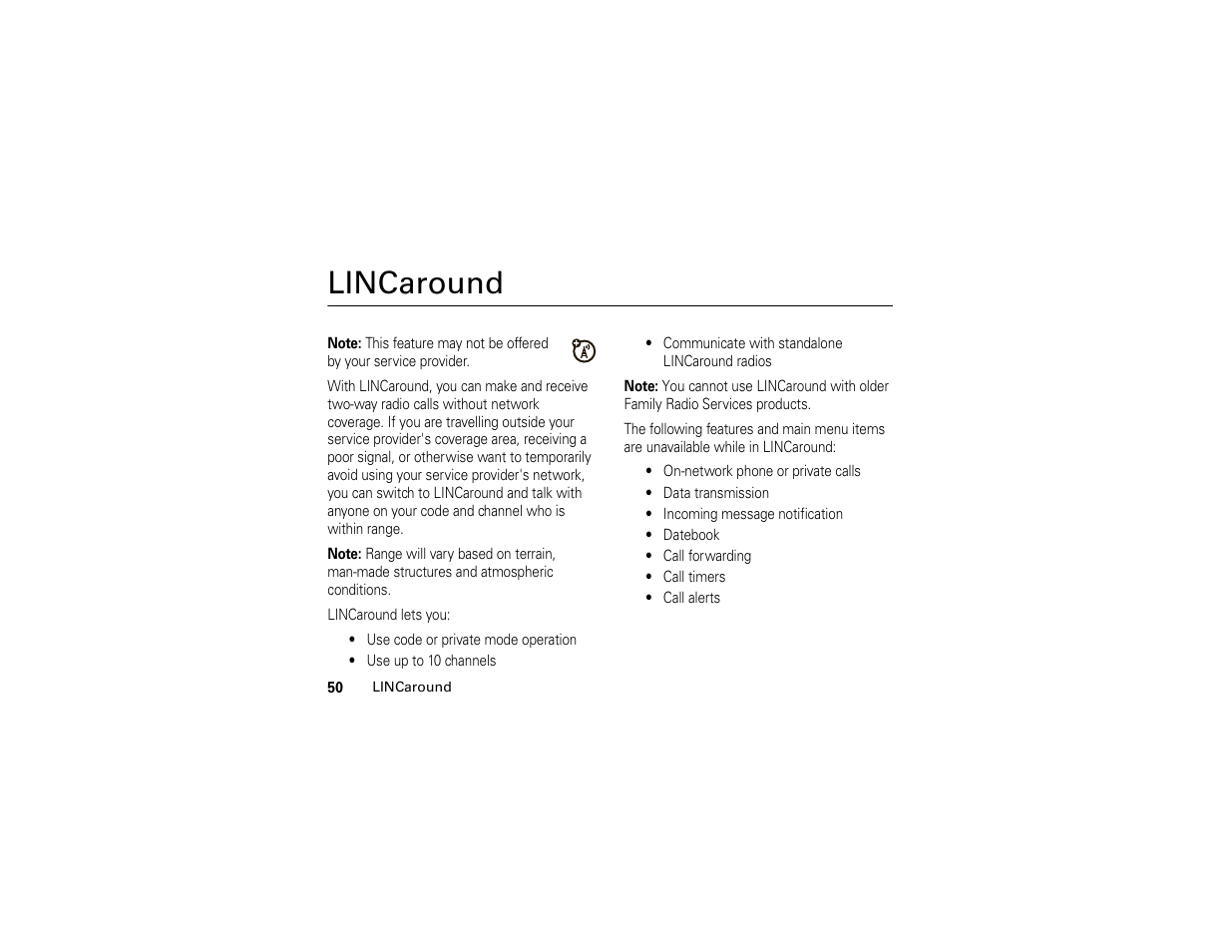 Lincaround | Motorola I296 H88XAH6JR2AN User Manual | Page 54 / 90