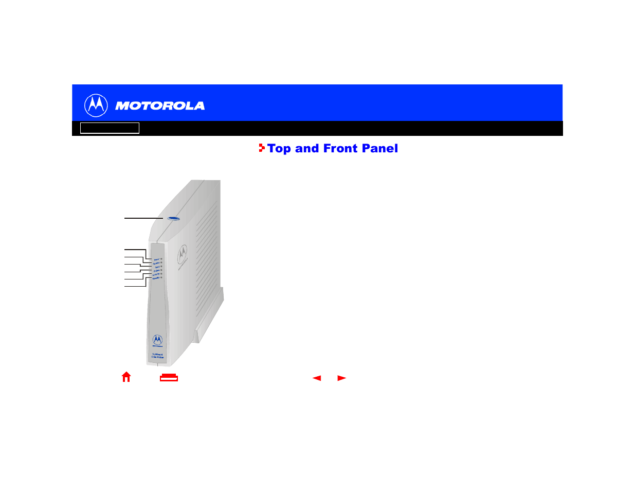 Top and front, Panel, Top and front panel | Motorola SURFBOARD SBV4200 User Manual | Page 7 / 73