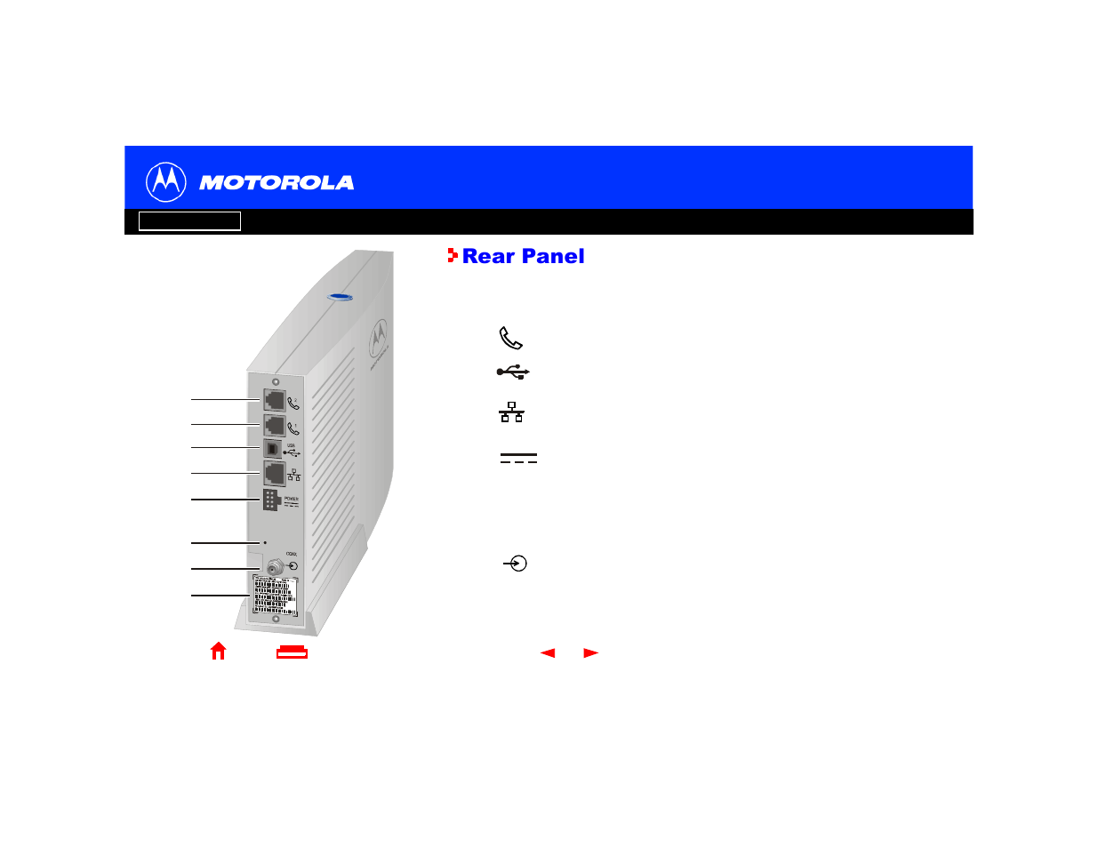 Rear panel | Motorola SURFBOARD SBV4200 User Manual | Page 8 / 73