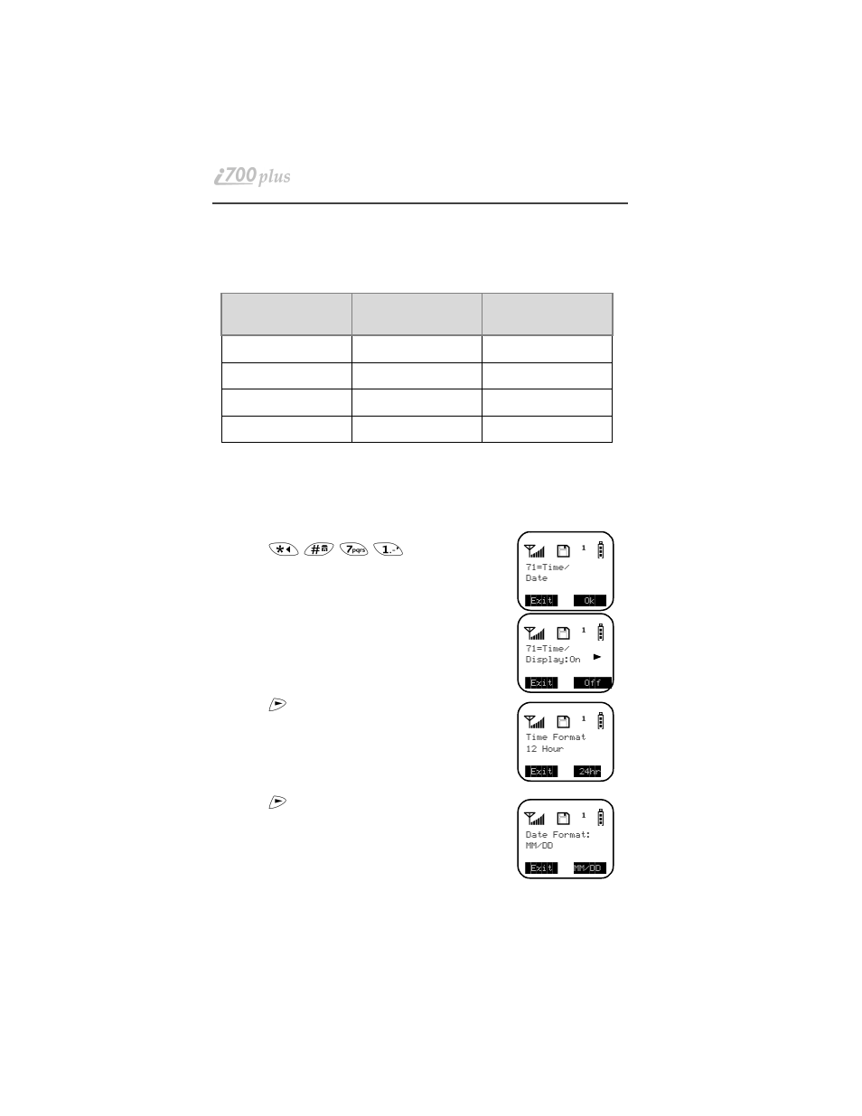 Table 4: date display options | Motorola i700plus User Manual | Page 18 / 84