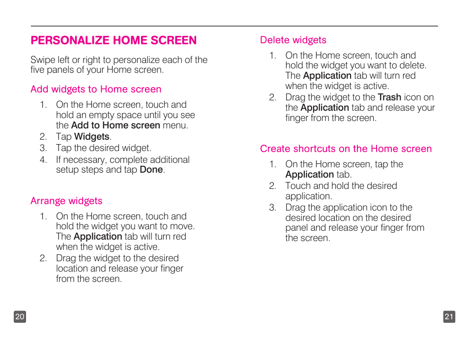 Personalize home screen | Motorola CLIQ TM1668 User Manual | Page 12 / 41