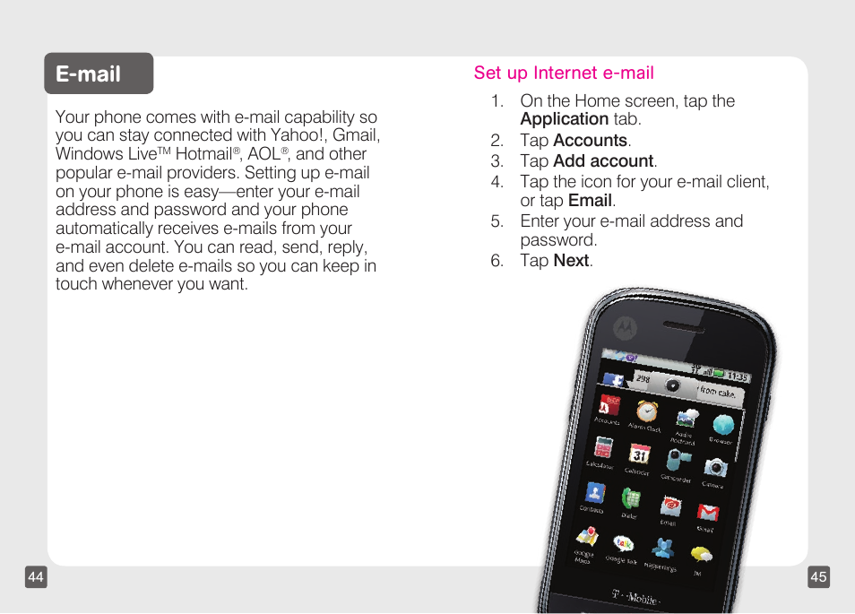E-mail | Motorola CLIQ TM1668 User Manual | Page 24 / 41