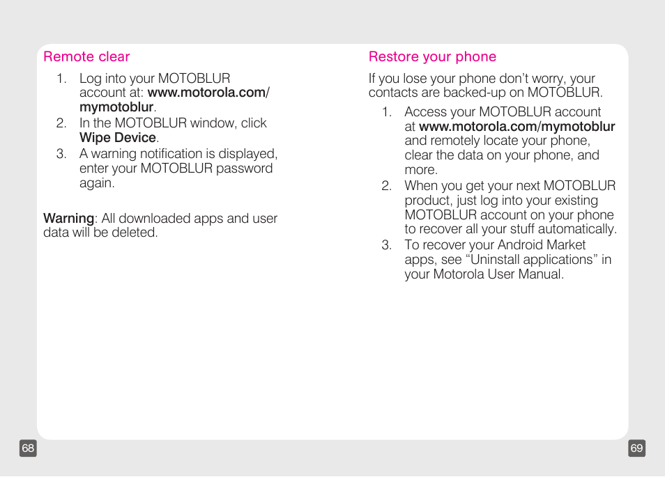 Motorola CLIQ TM1668 User Manual | Page 36 / 41