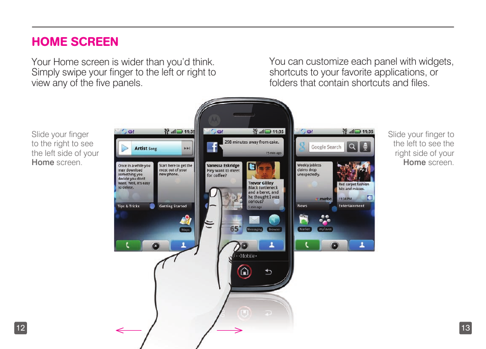 Home screen | Motorola CLIQ TM1668 User Manual | Page 8 / 41