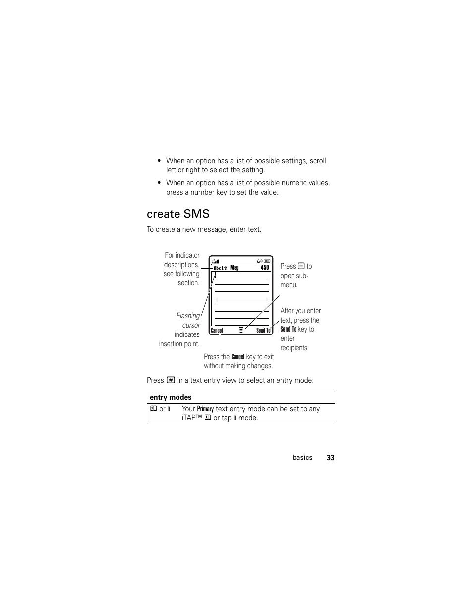 Create sms | Motorola GSM L2 User Manual | Page 35 / 83