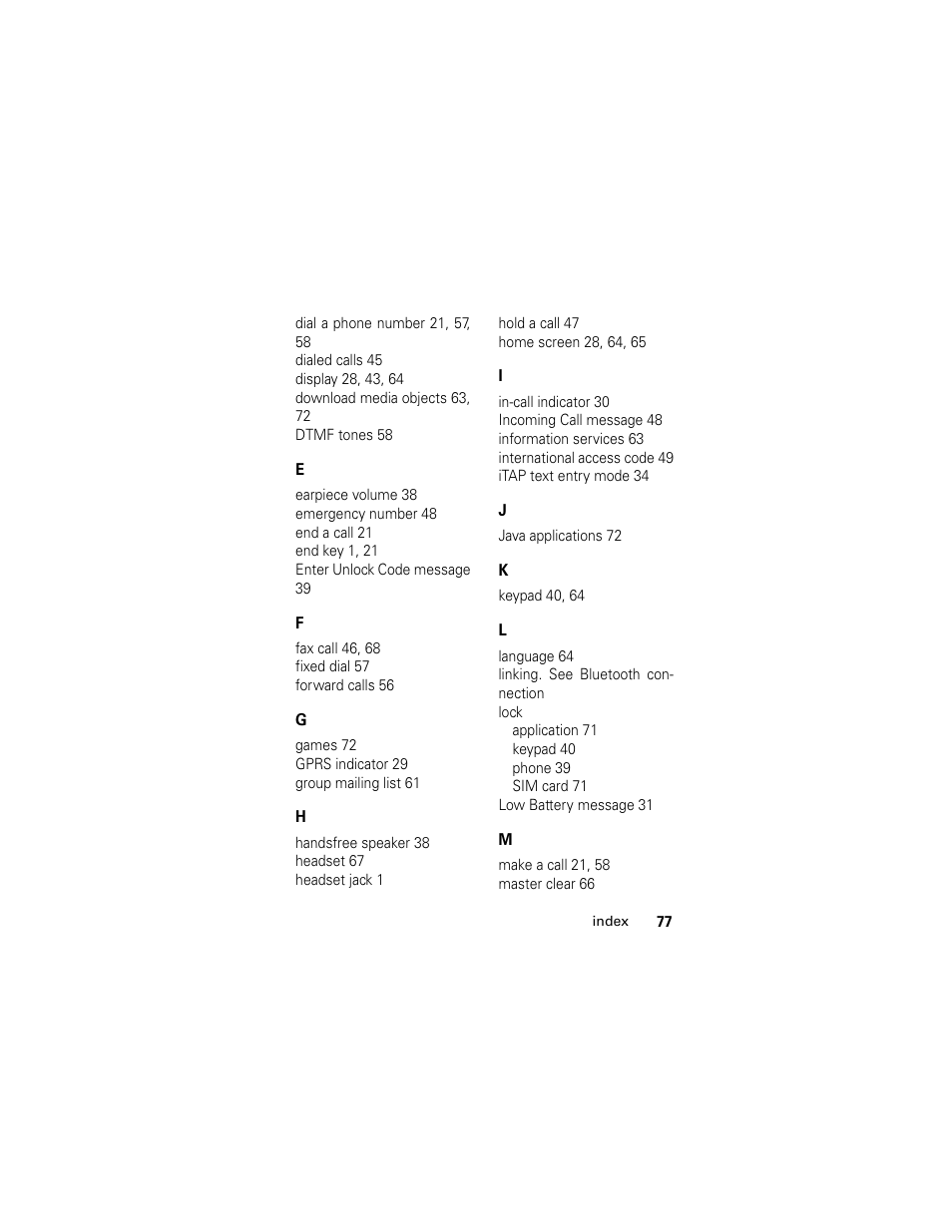 Motorola GSM L2 User Manual | Page 79 / 83