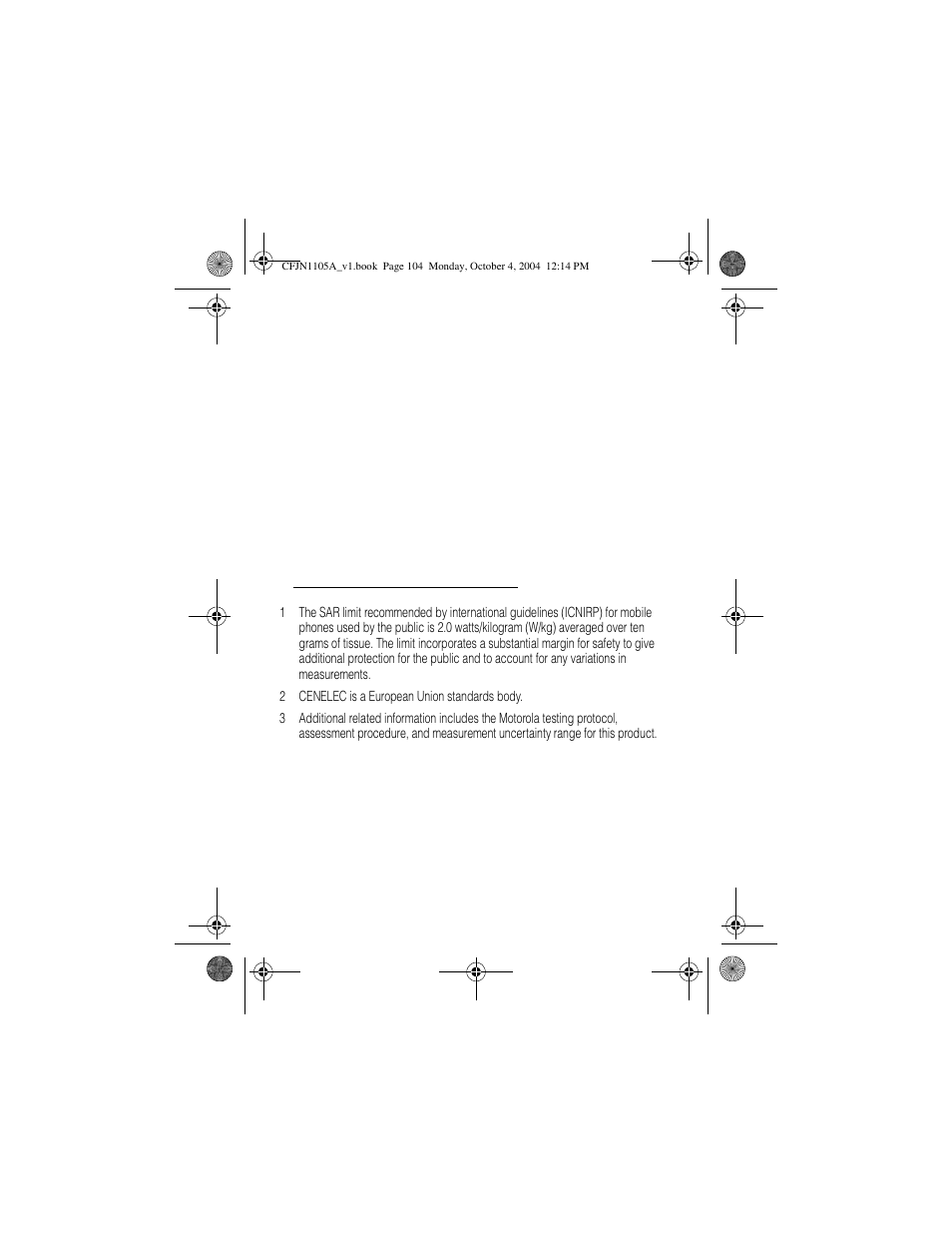 Motorola C156 User Manual | Page 104 / 106