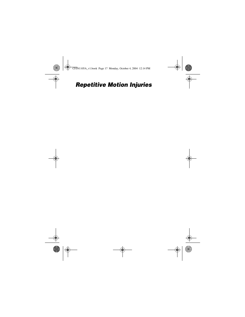 Repetitive motion injuries | Motorola C156 User Manual | Page 17 / 106