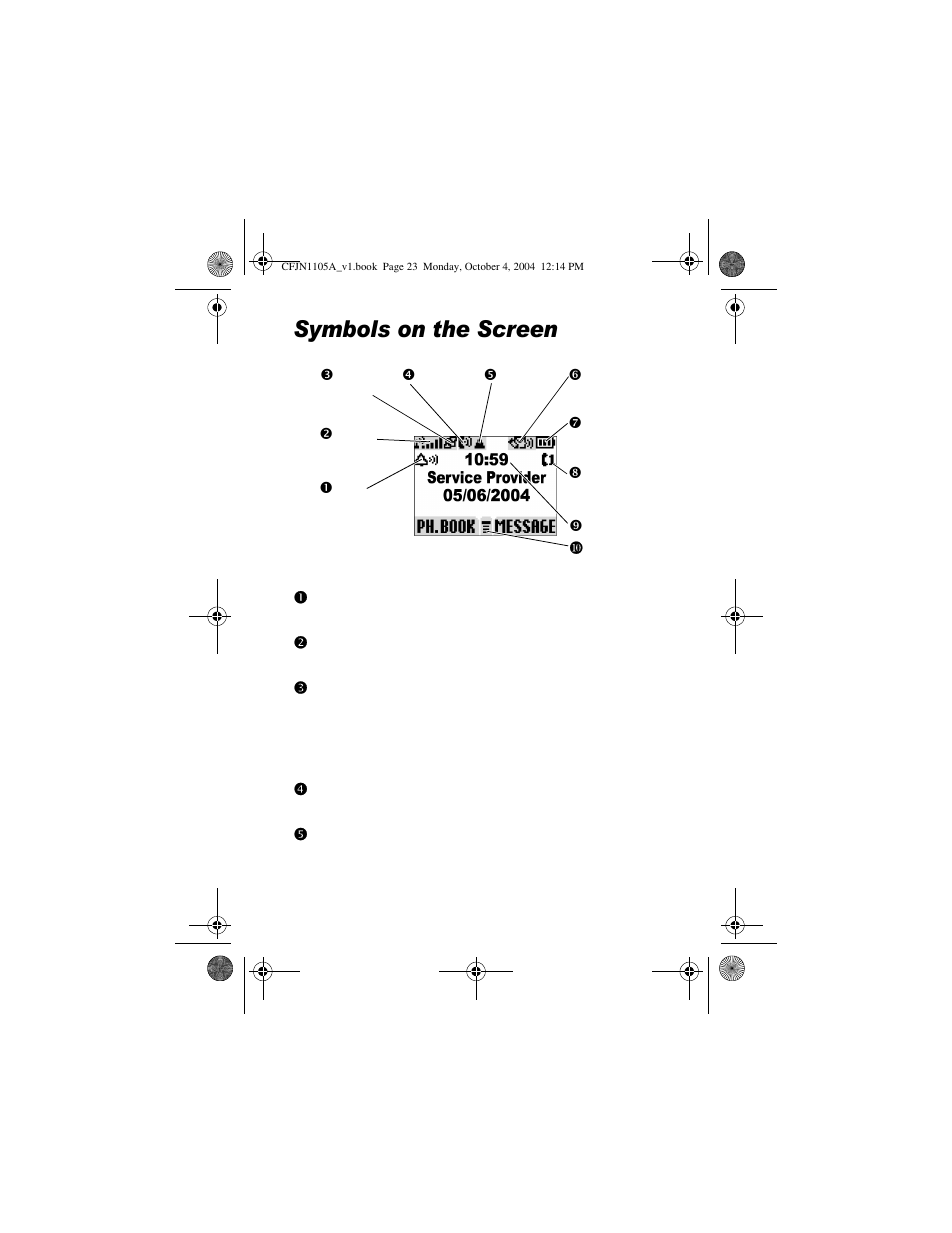 Symbols on the screen | Motorola C156 User Manual | Page 23 / 106