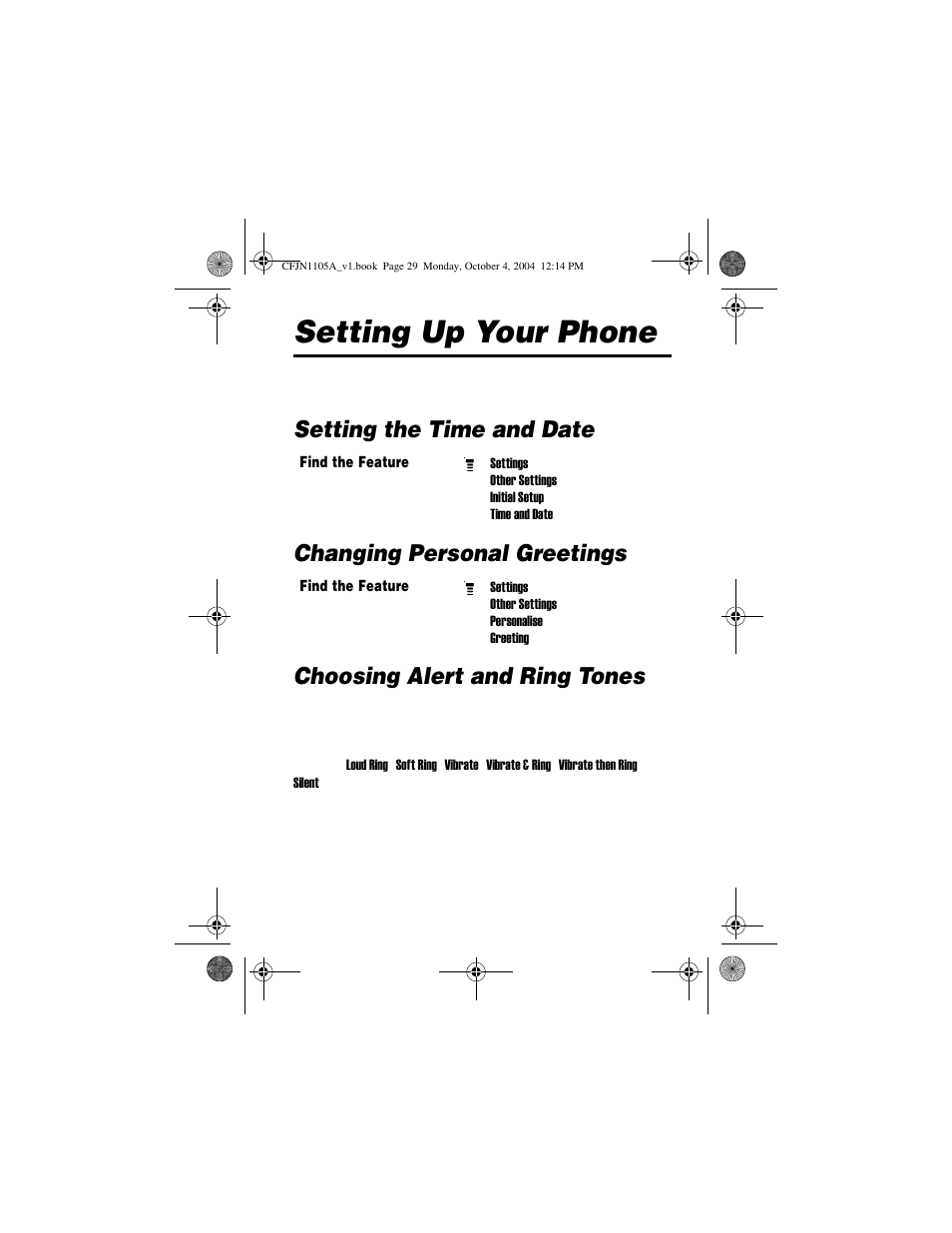 Setting up your phone | Motorola C156 User Manual | Page 29 / 106