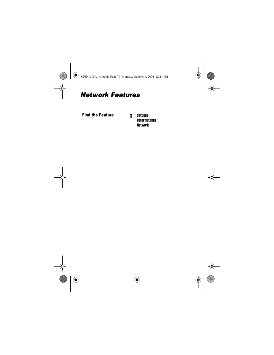 Network features, Network selection | Motorola C156 User Manual | Page 79 / 106