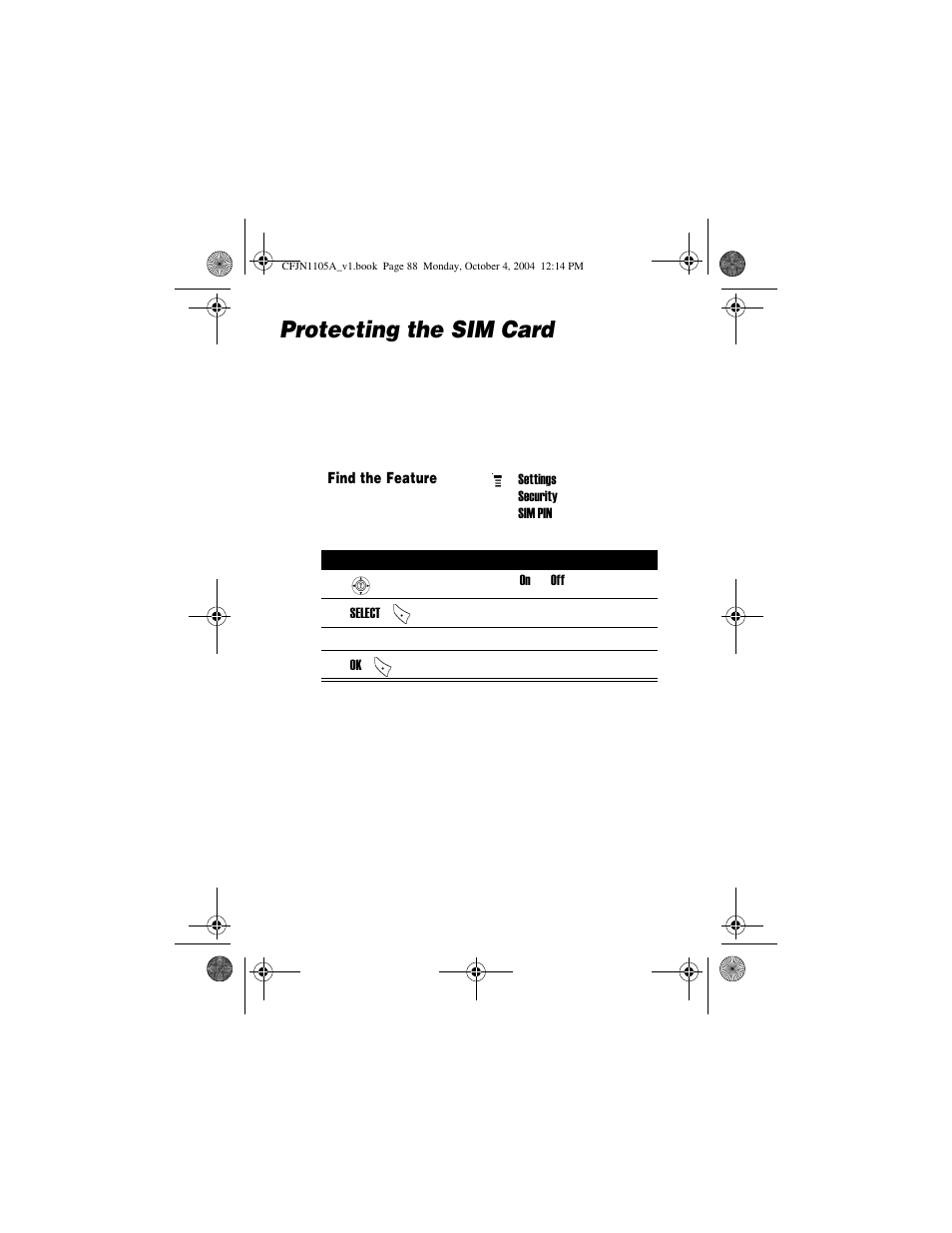 Protecting the sim card | Motorola C156 User Manual | Page 88 / 106
