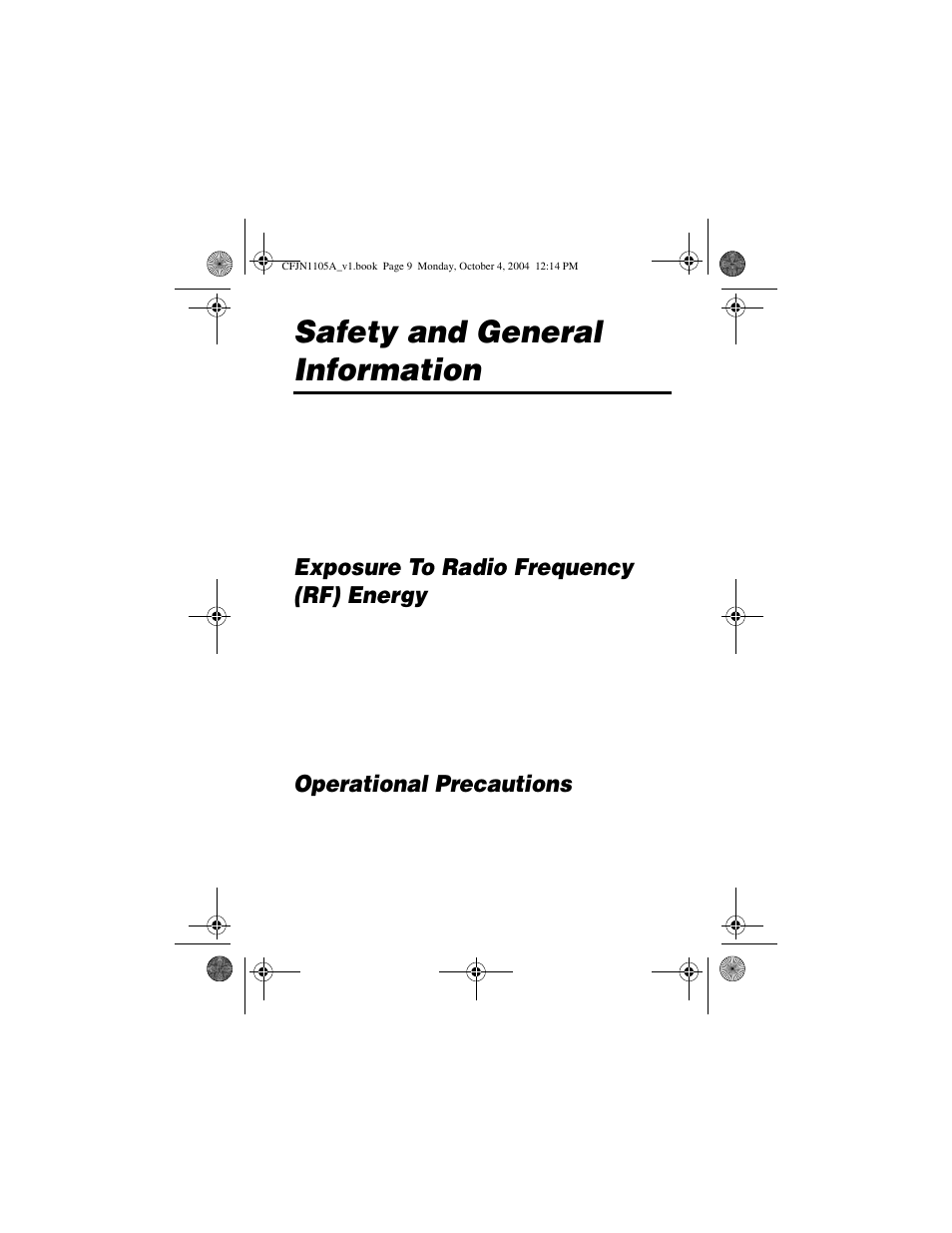 Safety and general information, Exposure to radio frequency (rf) energy, Operational precautions | Motorola C156 User Manual | Page 9 / 106