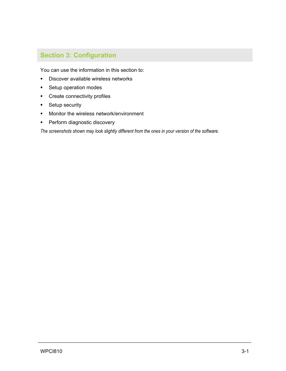 Section 3: configuration | Motorola WPCI810G User Manual | Page 16 / 56