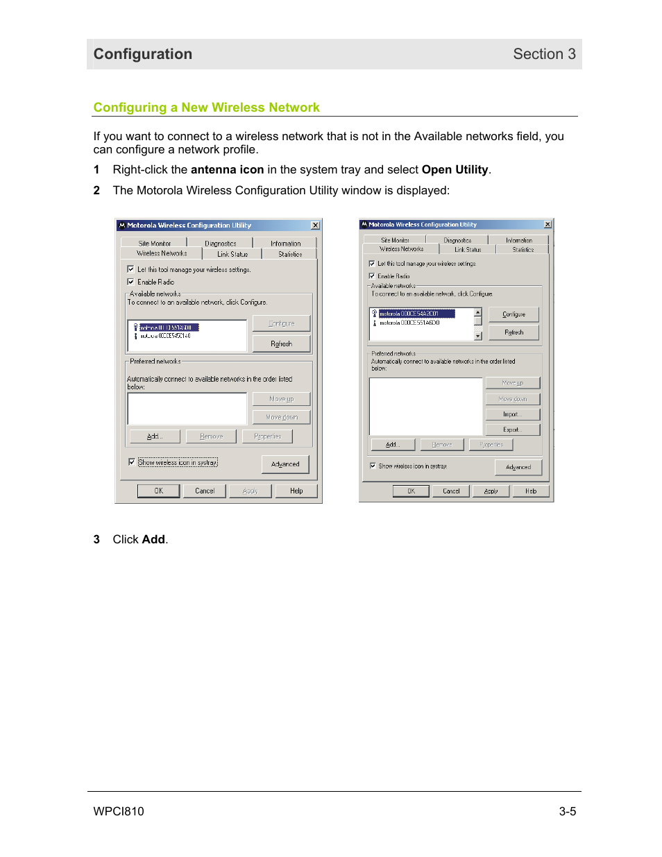 Configuring a new wireless network | Motorola WPCI810G User Manual | Page 20 / 56