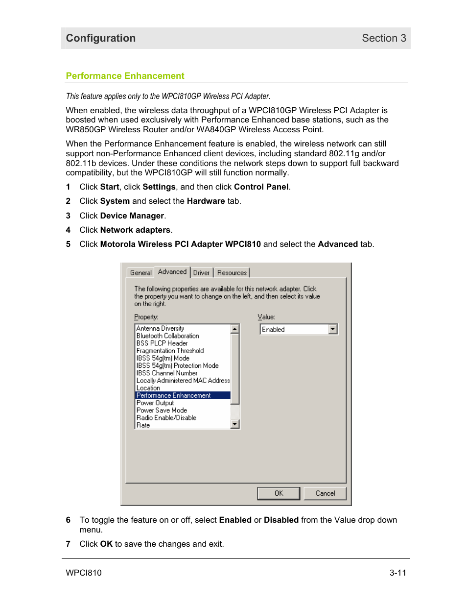 Performance enhancement | Motorola WPCI810G User Manual | Page 26 / 56