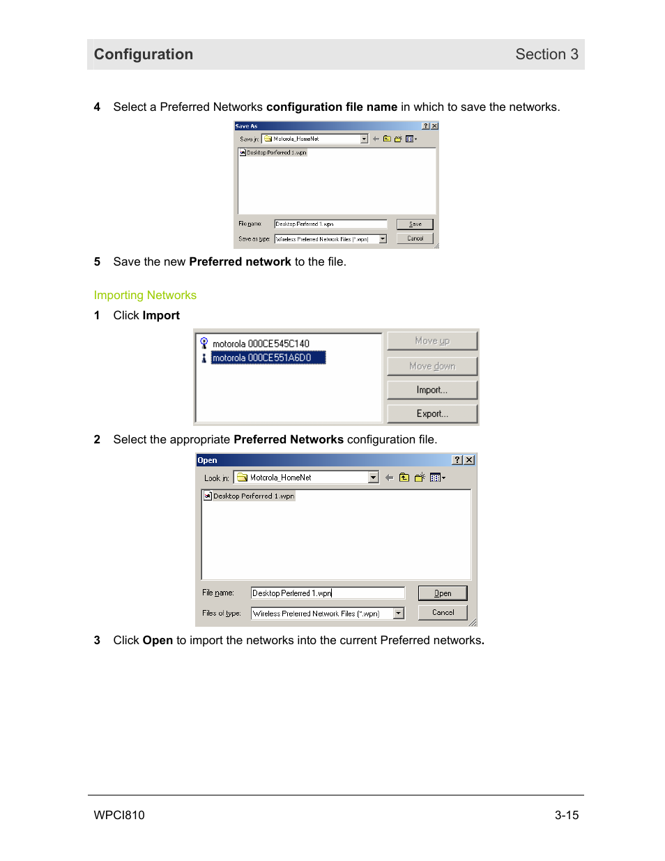 Importing networks | Motorola WPCI810G User Manual | Page 30 / 56