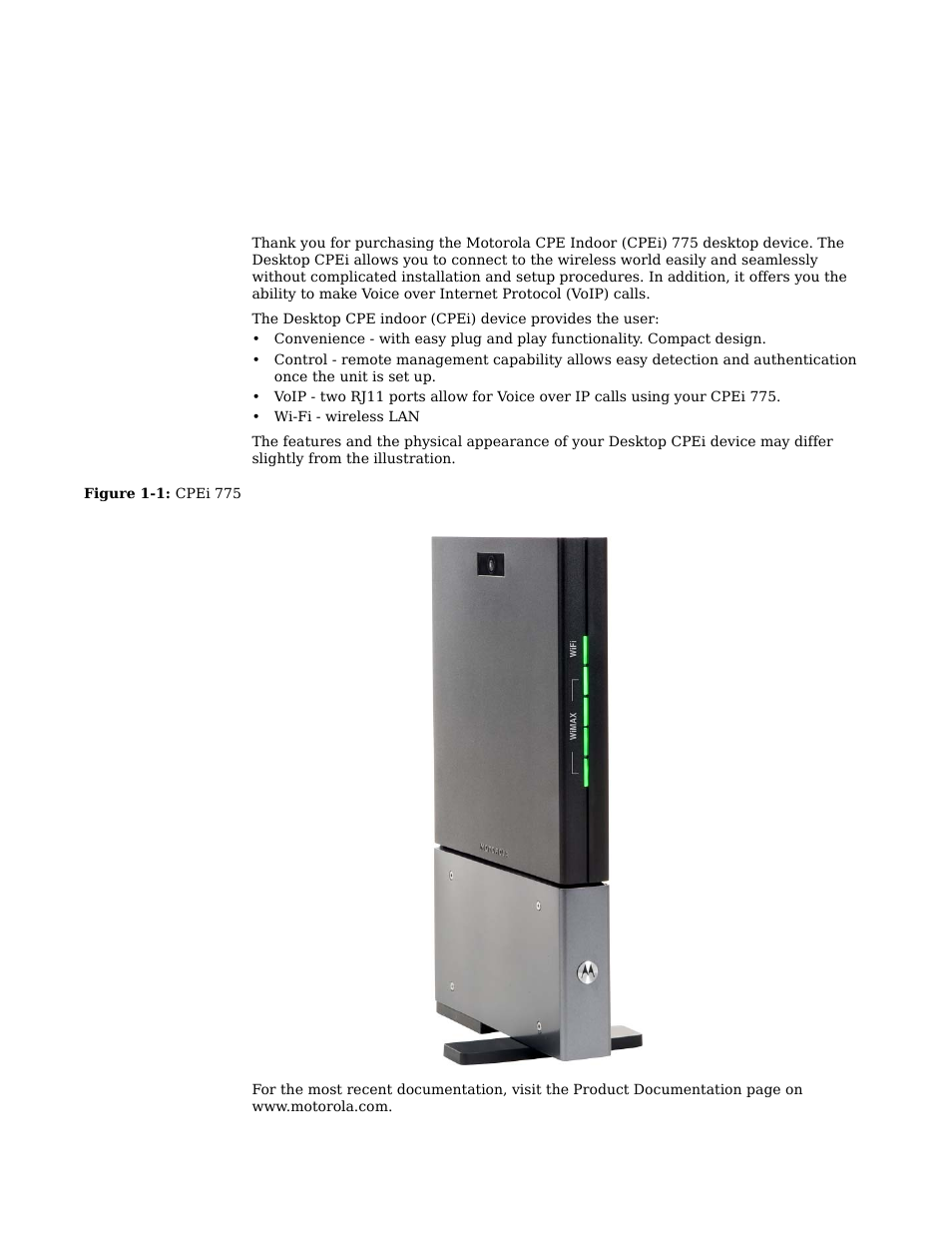 Chapter 1: desktop cpei 775 user guide, Overview -1, Overview | Motorola CPEI 775 User Manual | Page 4 / 58