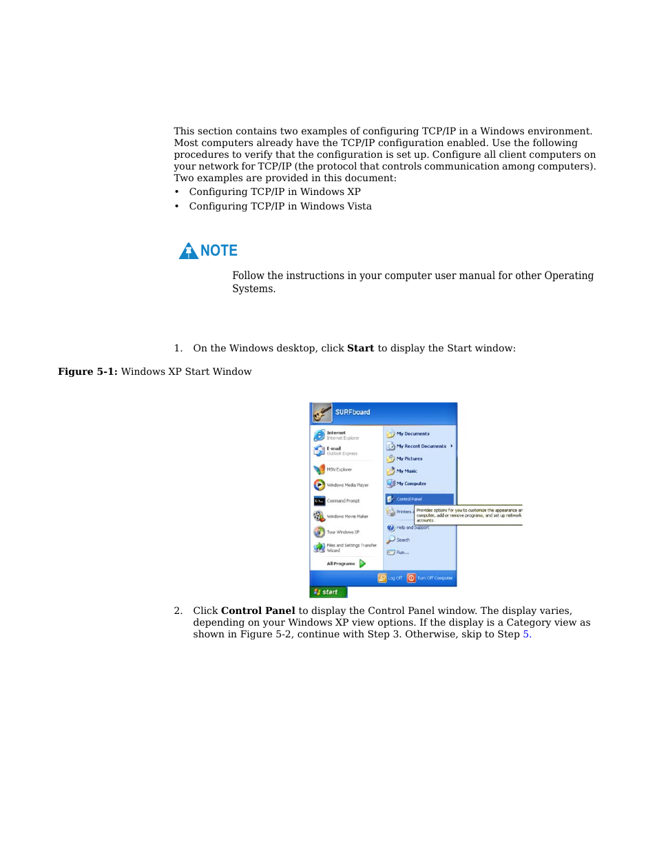 Chapter 5: configuring tcp/ip, Configuring tcp/ip in windows xp -1, Configuring tcp/ip in windows xp | Motorola CPEI 775 User Manual | Page 40 / 58