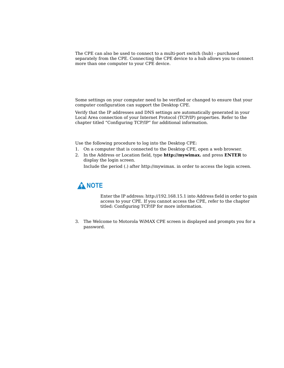 Advanced setup -2 procedure to log into the cpe -2, Advanced setup, Procedure to log into the cpe | Motorola CPEI 775 User Manual | Page 9 / 58