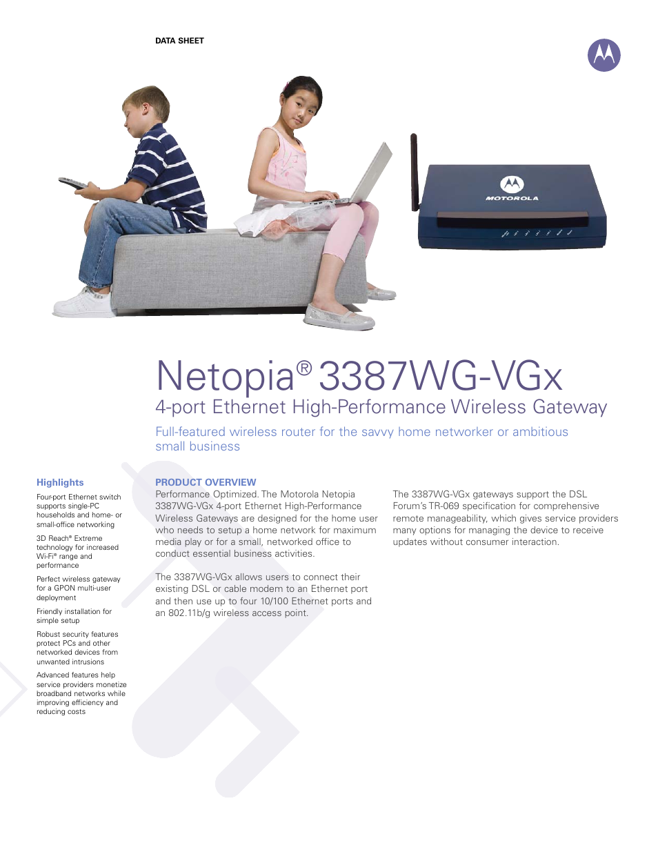 Motorola Netopia 3387WG-VGx User Manual | 3 pages