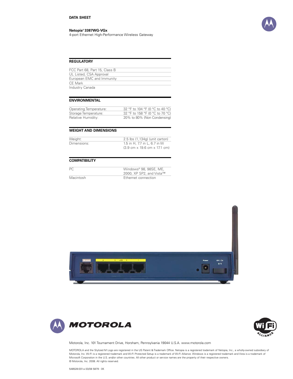 Motorola Netopia 3387WG-VGx User Manual | Page 3 / 3