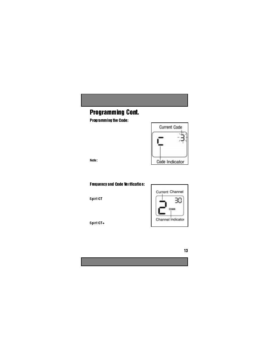 Programming cont, Programming the code, Frequency and code verification | Spirit gt, Press scroll button to change channel, Figure 17, Figure 18 | Motorola Spirit GT User Manual | Page 15 / 36