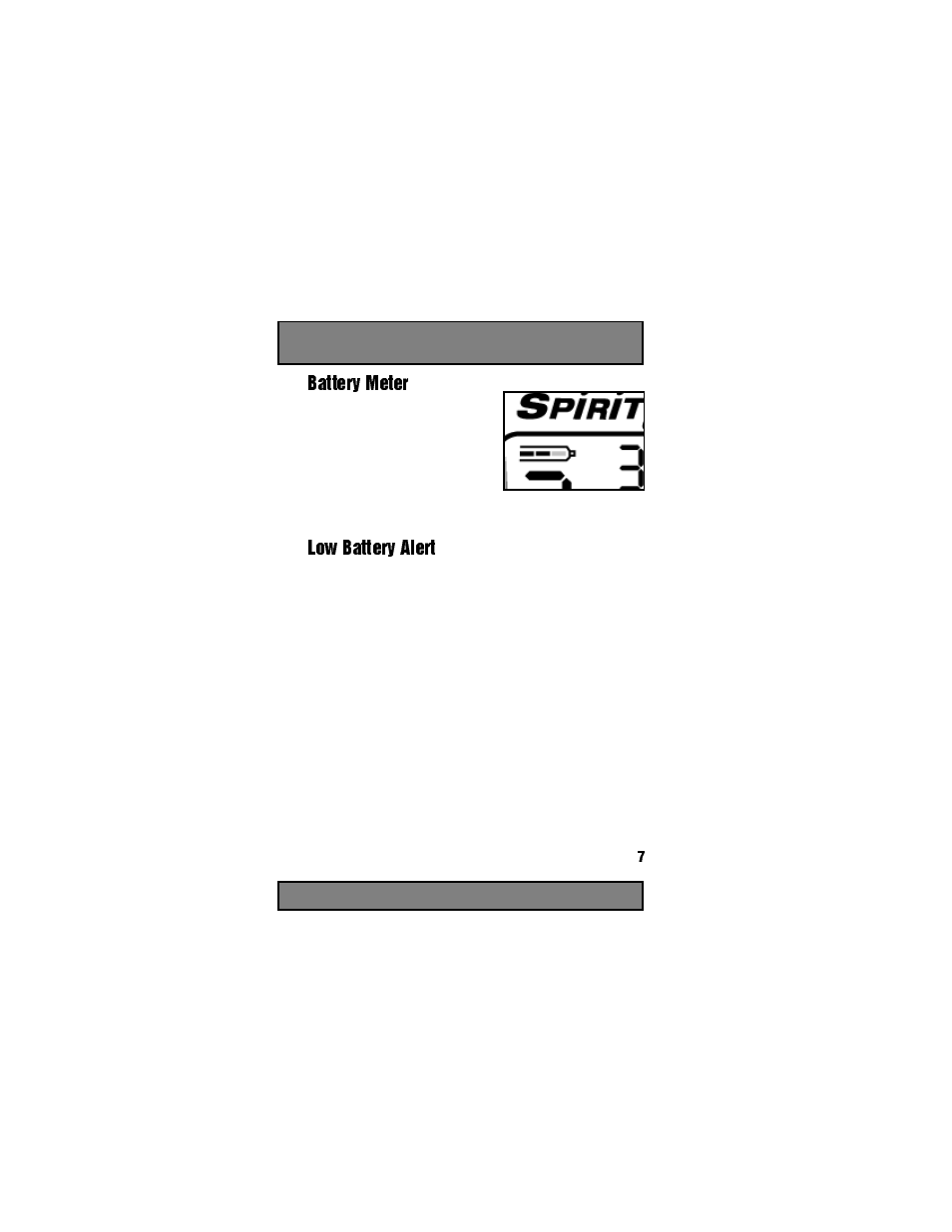 Battery meter, Low battery alert, When the battery is low, the radio will beep | 3 to 4 seconds after turning power on, Every 10 minutes in standby mode, After releasing push-to-talk button, After releasing the call button, Figure 10 | Motorola Spirit GT User Manual | Page 9 / 36