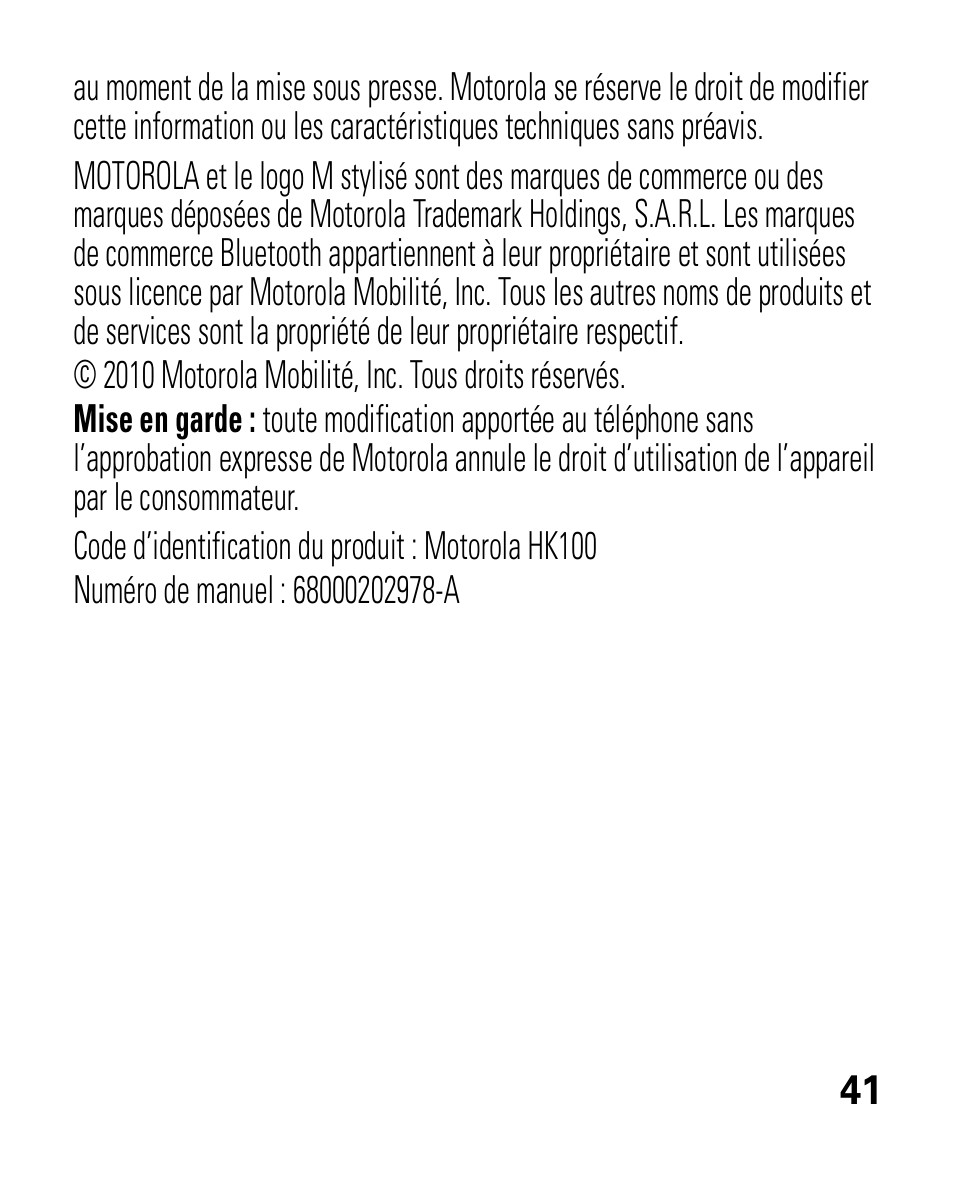 Motorola HK100 Headset HK100 User Manual | Page 125 / 128