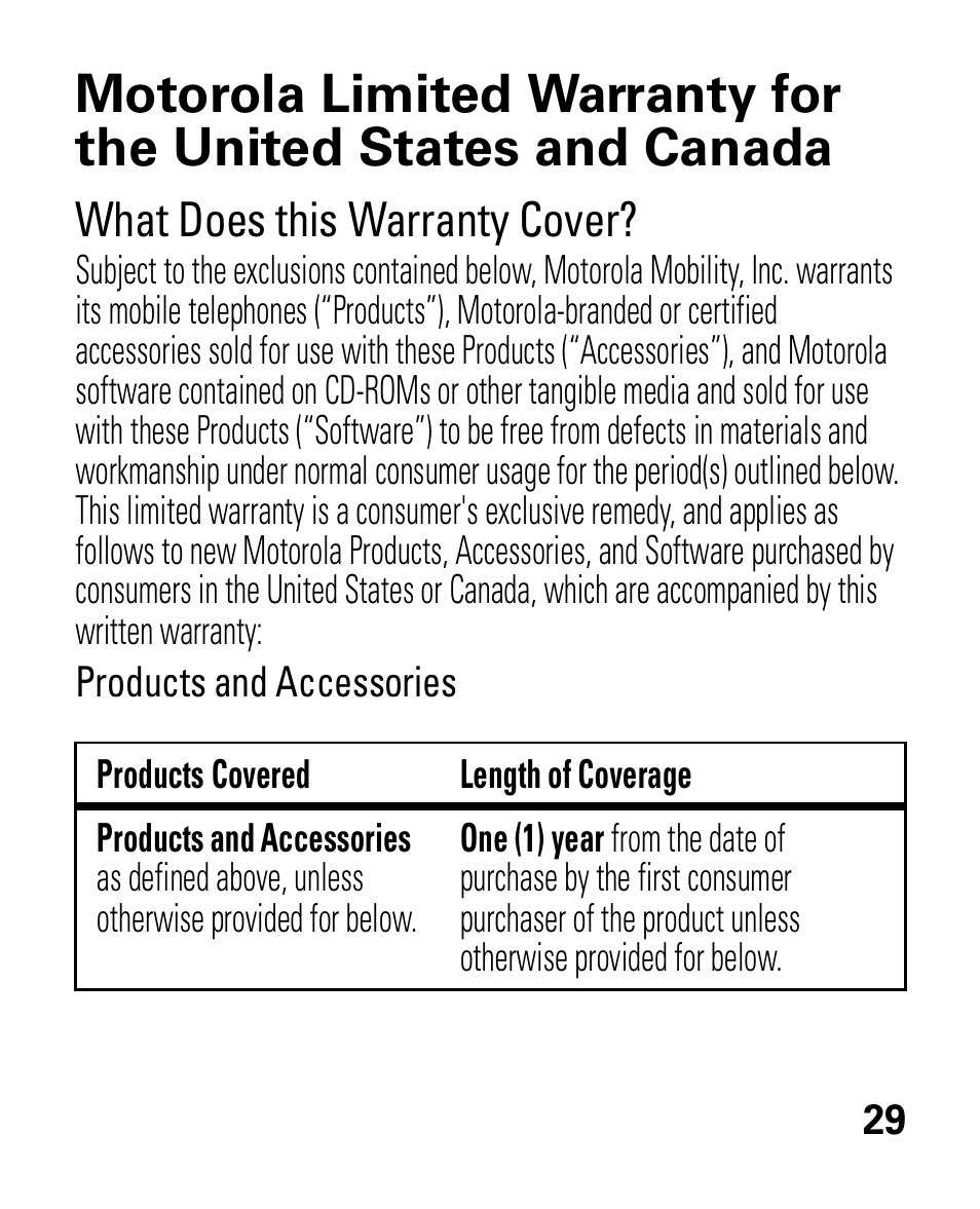 Warranty, What does this warranty cover | Motorola HK100 Headset HK100 User Manual | Page 31 / 128
