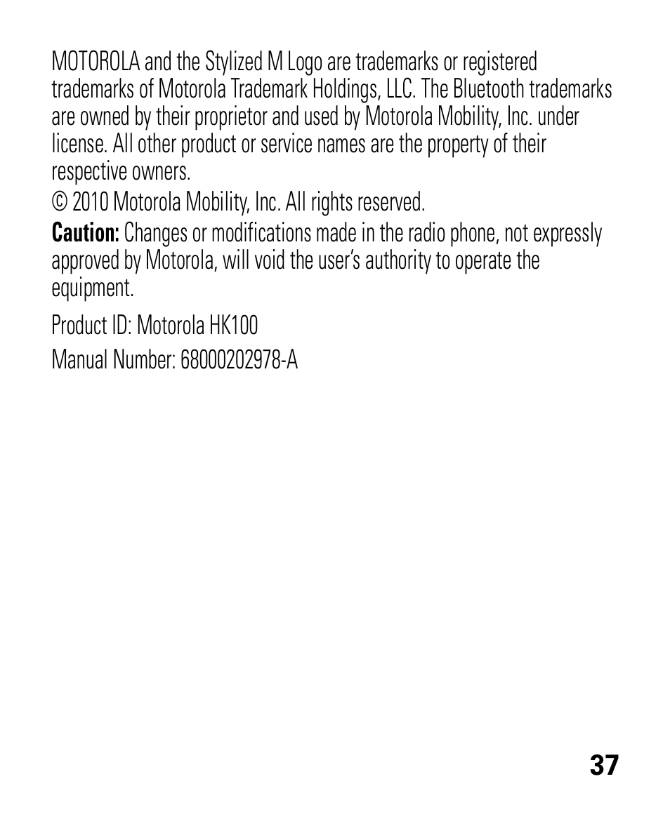 Motorola HK100 Headset HK100 User Manual | Page 39 / 128