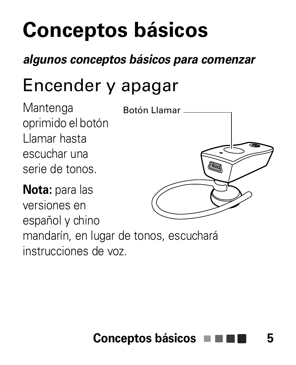 Conceptos básicos, Encender y apagar | Motorola HK100 Headset HK100 User Manual | Page 47 / 128