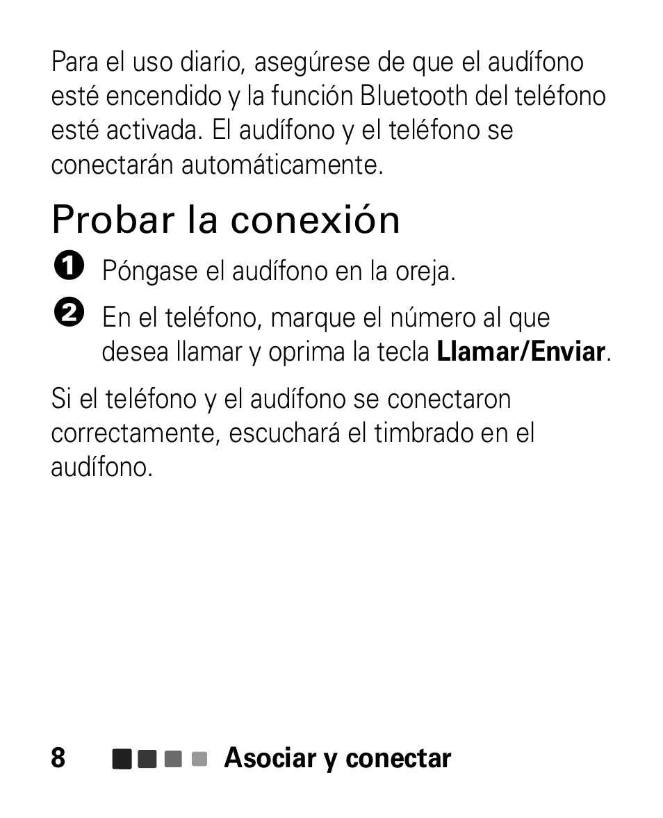 Probar la conexión | Motorola HK100 Headset HK100 User Manual | Page 50 / 128