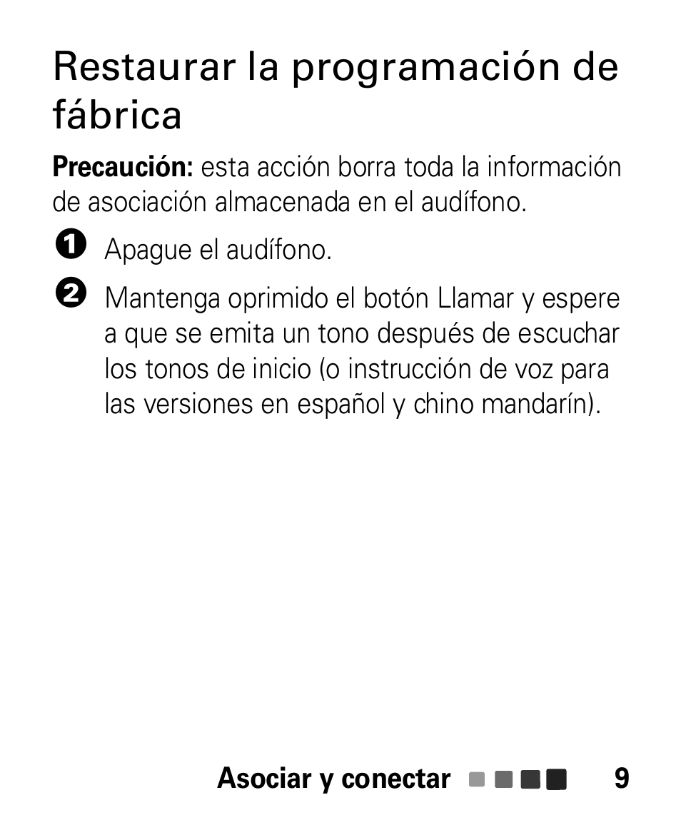 Restaurar la programación de fábrica | Motorola HK100 Headset HK100 User Manual | Page 51 / 128