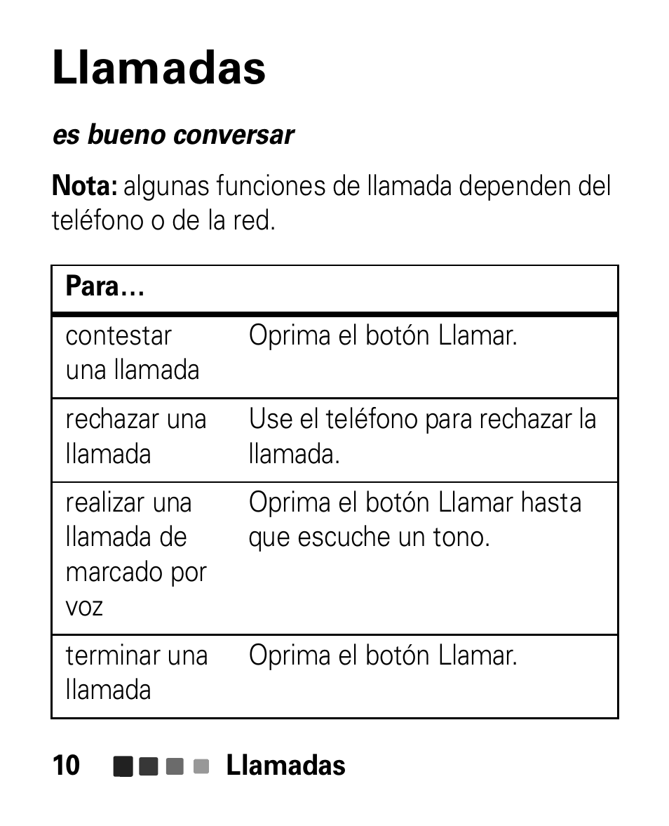 Llamadas | Motorola HK100 Headset HK100 User Manual | Page 52 / 128