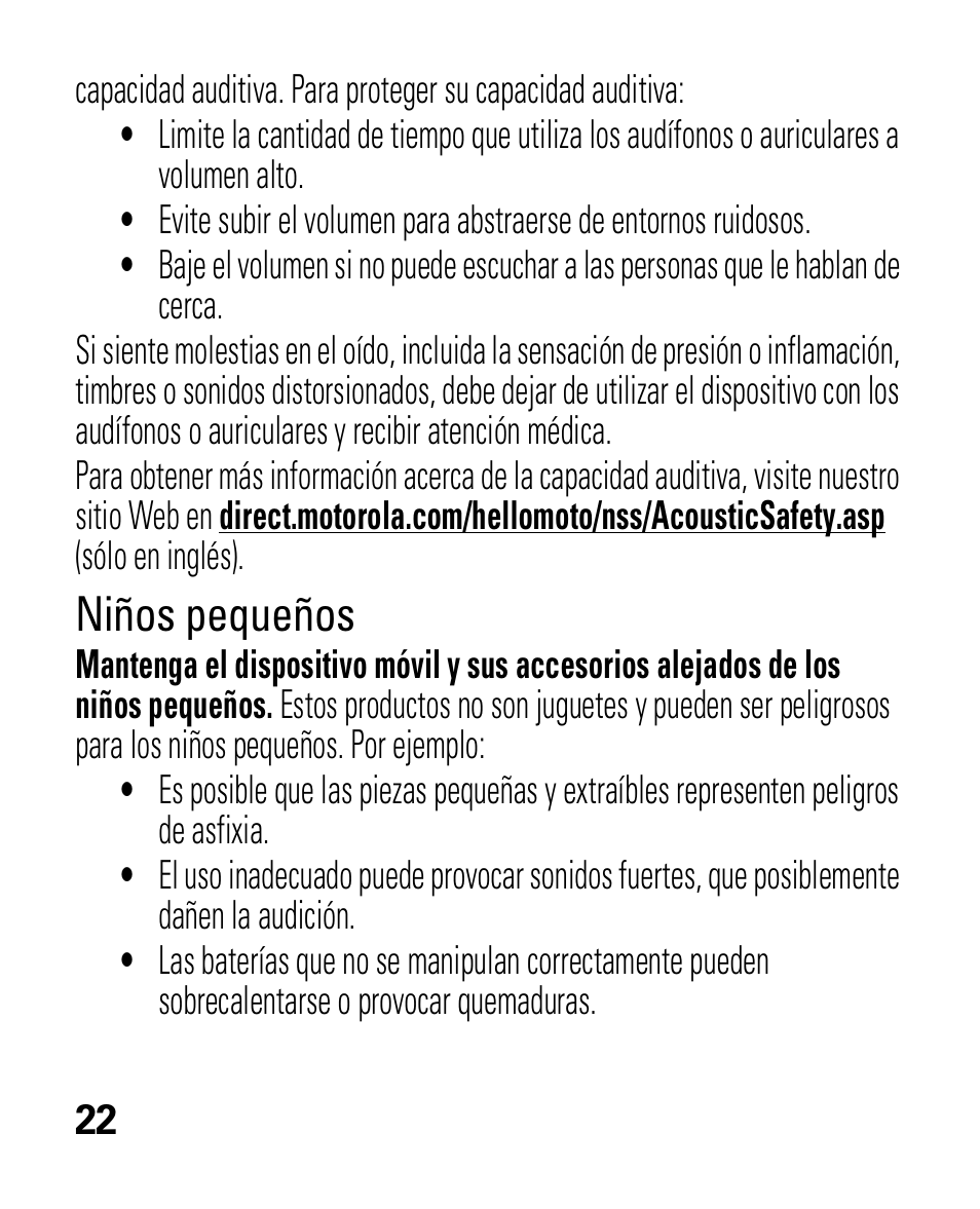 Niños pequeños | Motorola HK100 Headset HK100 User Manual | Page 64 / 128