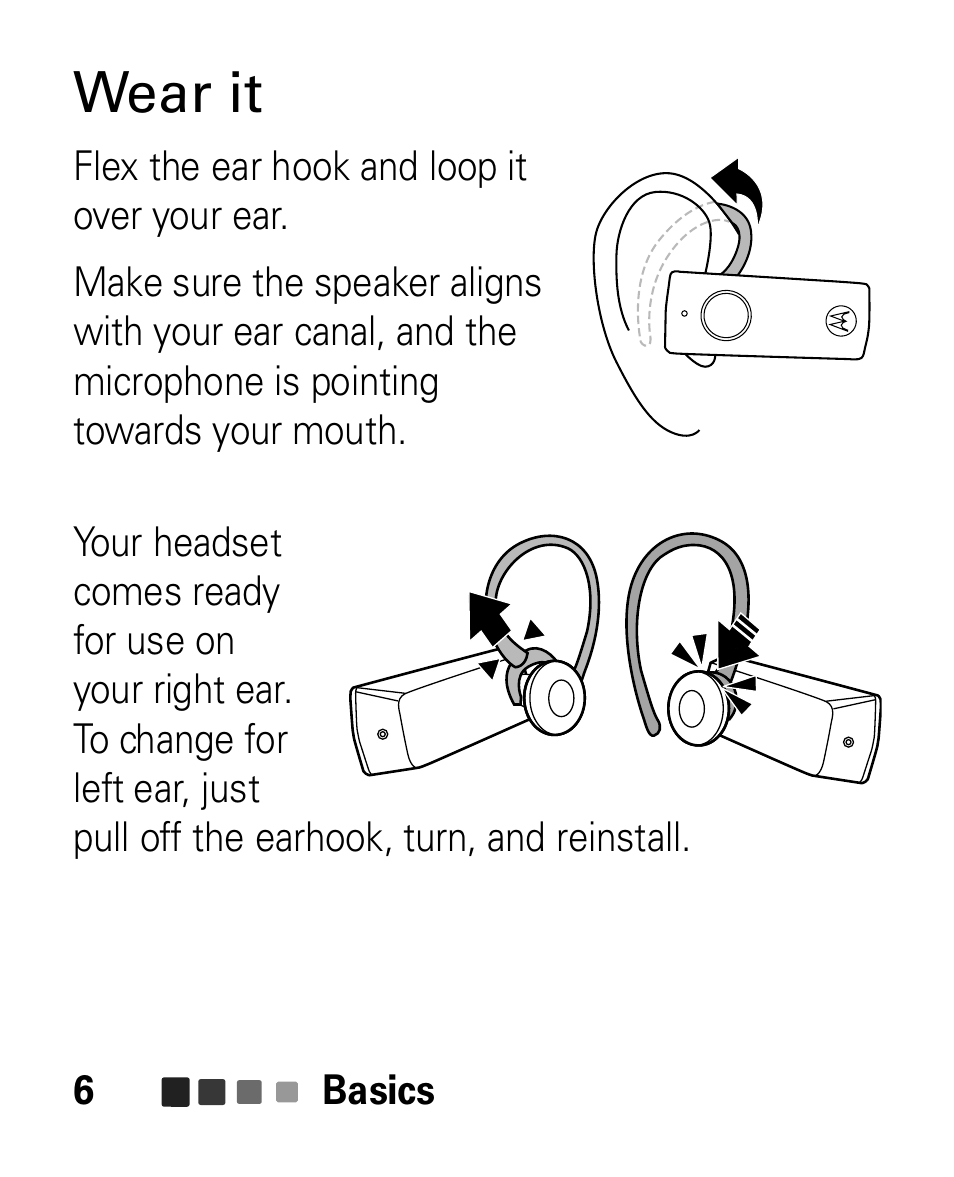 Wear it | Motorola HK100 Headset HK100 User Manual | Page 8 / 128