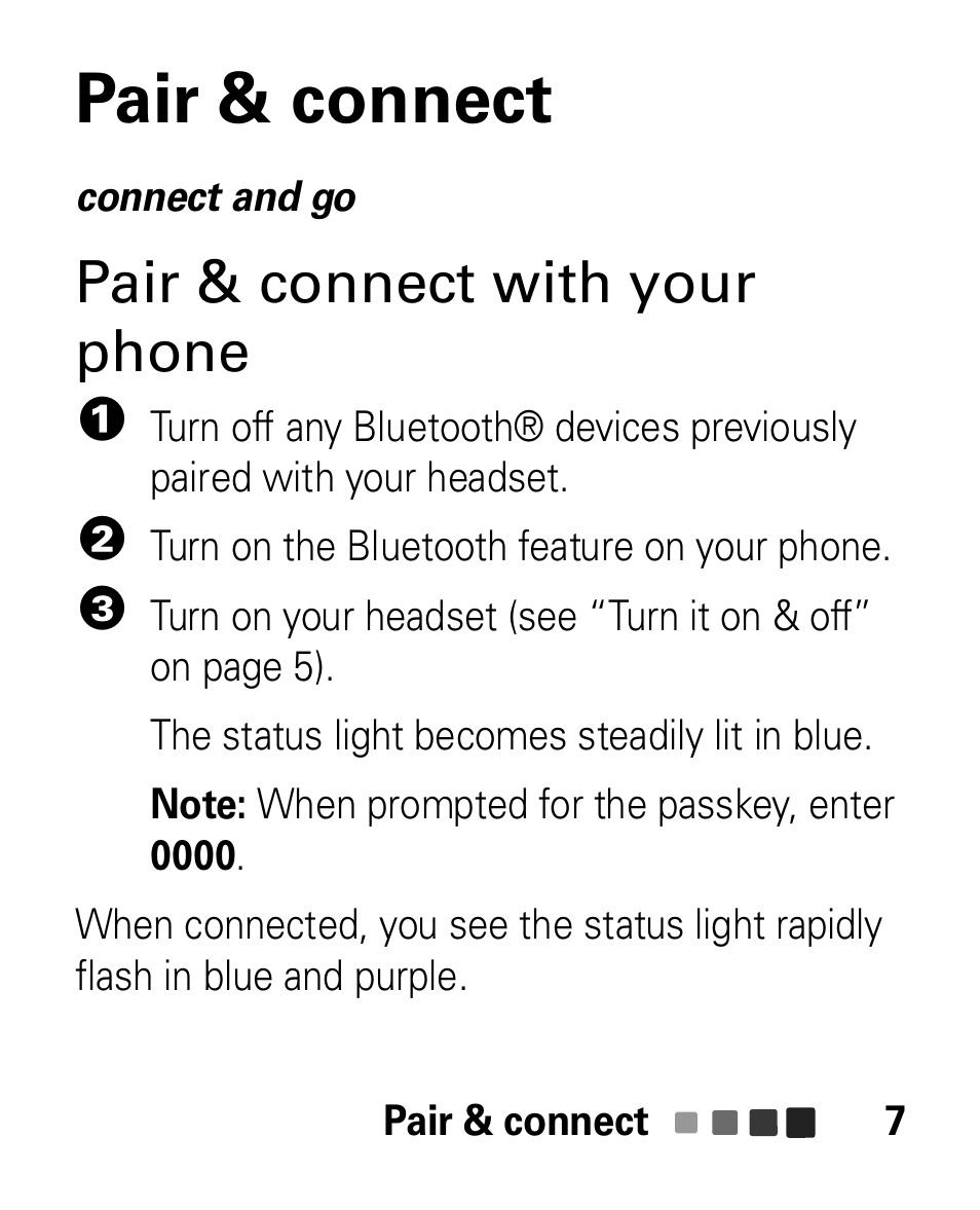 Pair & connect, Pair & connect with your phone | Motorola HK100 Headset HK100 User Manual | Page 9 / 128